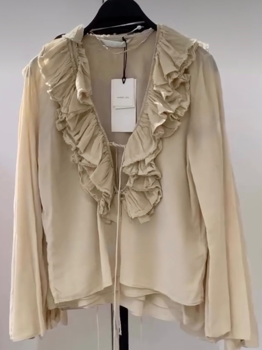 ZARA Women V Neck Ruffled Blouse Top 100 % Cotton NWT